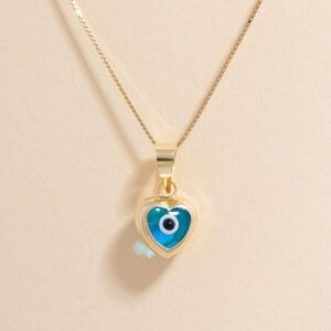 14k real Yellow Gold heart Evil Eye Charm | Pendant for Good Luck & Protection |